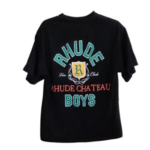 RHUDE Vin Club Chateau Boys Black Graphic Tee Streetwear Size Medium